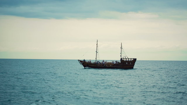 Old Ship in Ocean