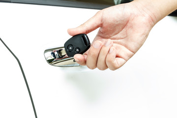 Hand on car key
