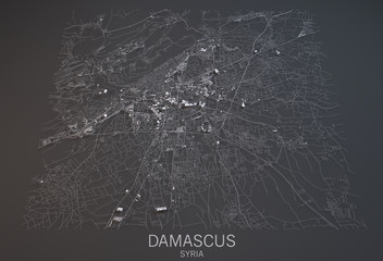 Damasco, vista satellitare, sezione 3d, Siria