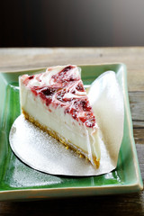 raspberry cheesecake in the dish