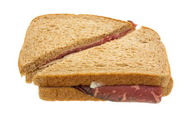 Roast beef sandwich with cheese and mayo