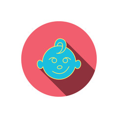 Baby boy face icon. Child with smile sign.