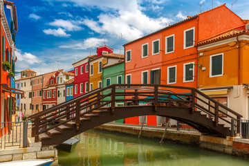 Fototapeta na wymiar Colorful houses on the Burano, Venice, Italy