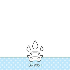 Car wash icon. Cleaning station with water drops