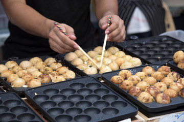Japanese food  takoyaki snack of delicious stuffed with octopus tentacles   