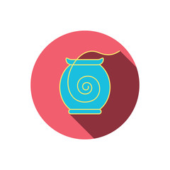 Dental floss icon. Teeth cleaning sign.