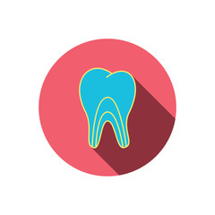 Dentinal tubules icon. Tooth medicine sign.