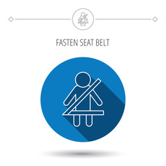Fasten seat belt icon. Human silhouette sign.