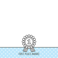 Gold medal award icon. First place sign.