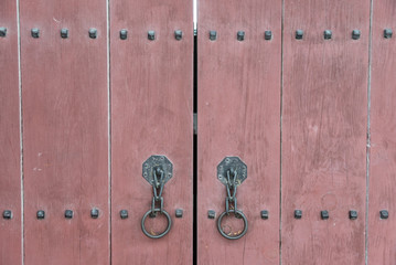 Red gate of 'Gyeongbokgung' Palace in South Korea