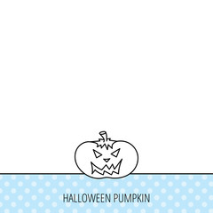 Halloween pumpkin icon. Scary smile sign.