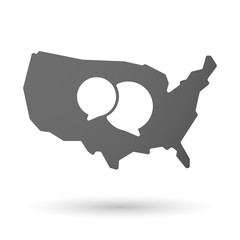 USA map icon with a comic balloon