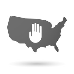 USA map icon with a hand