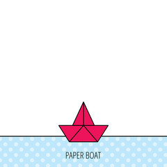 Paper boat icon. Origami ship sign.