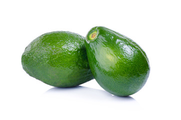 green avocados isolated on the white background