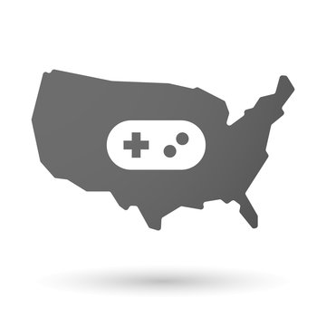 USA map icon with a game pad