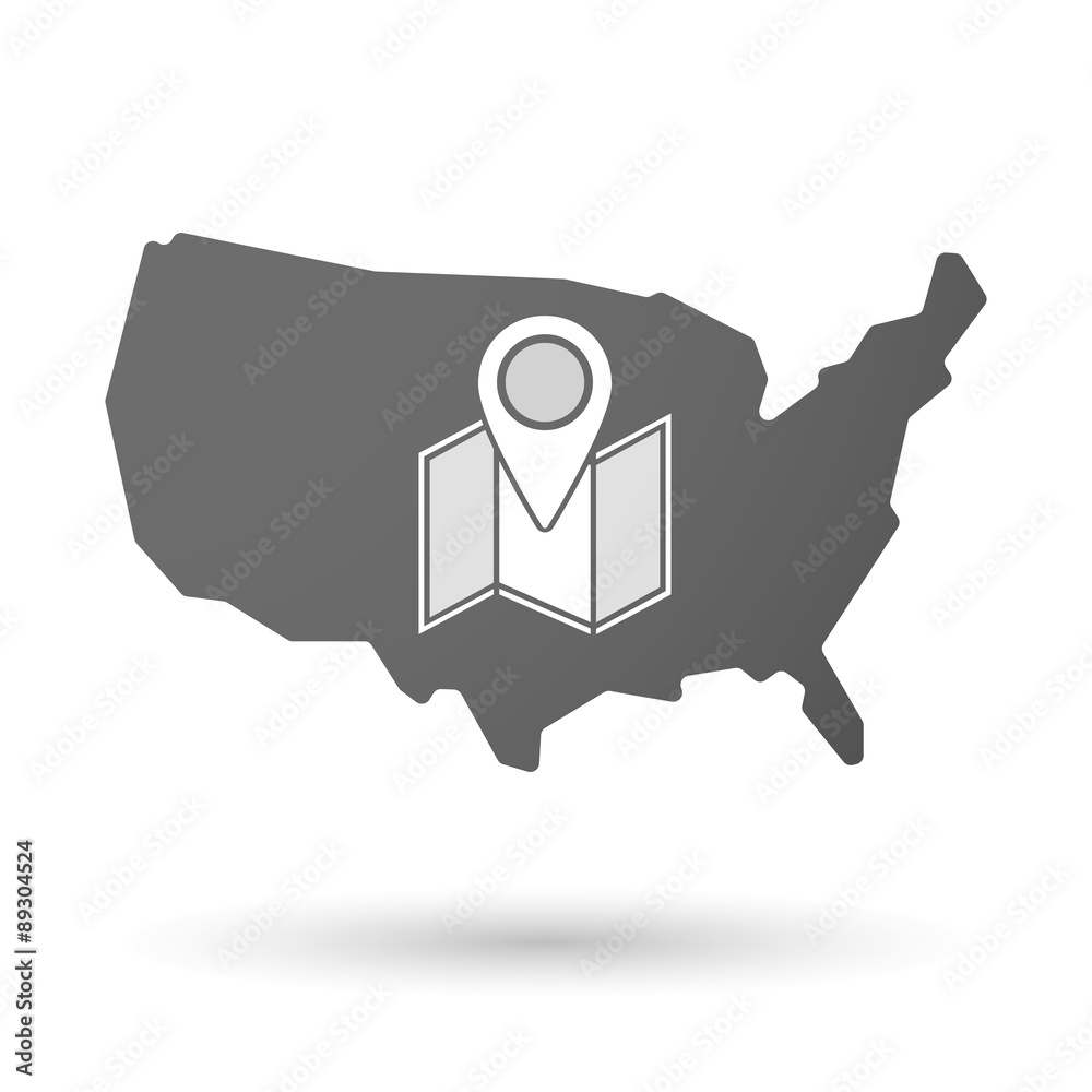 Canvas Prints usa map icon with a map