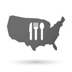 USA map icon with cutlery