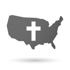 USA map icon with a christian cross
