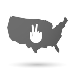 Obraz premium USA map icon with a victory hand