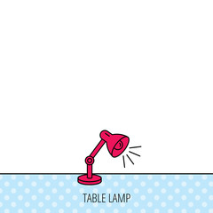 Table lamp icon. Desk light sign.