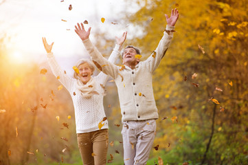 Active seniors having fun in nature