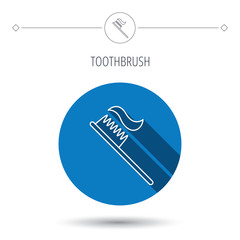 Toothbrush icon. Toothpaste sign.