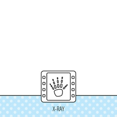 Hand X-ray icon. Human skeleton sign.