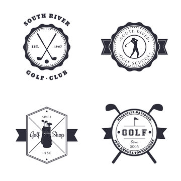 Golf Club, School, Shop, Tournament vintage emblems, logos, vector illustration, eps10, easy to edit