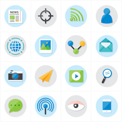 Flat Icons Communication and Web Icons Vector Illustration