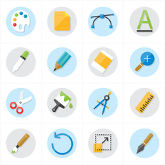Flat Icons Graphic Design and Creativity Icons Vector Illustration