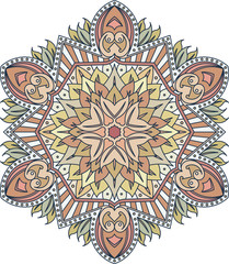 Abstract vector colorful round lace design in mono line style -