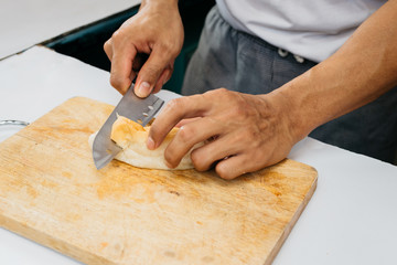 Homemade garlic bread and spaghetti