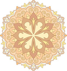 Abstract vector colorful round lace design in mono line style -