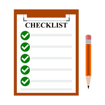 Vector illustration of cool check list on clipboard and orange pencil