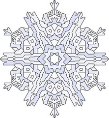 Outlines of snowflake in mono line style. Vector geometric patte