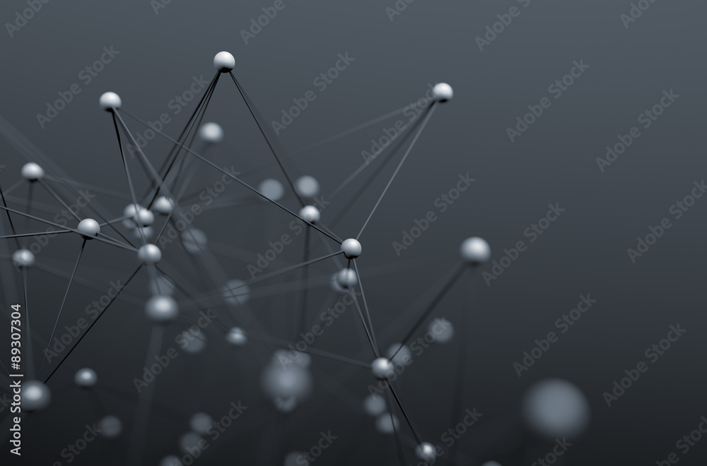 Poster abstract 3d rendering of structure with spheres.