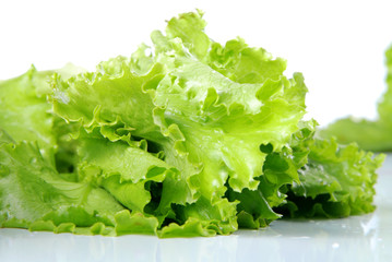 Lettuce leaf on glass