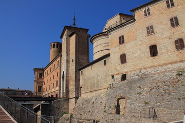 Fototapeta na wymiar Walls of the old castle in Cerreto D'esi, Italy
