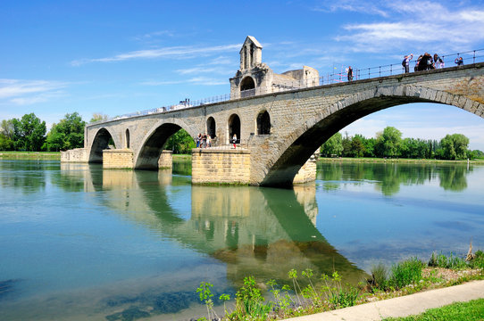 Half ruined bridge of Avignon city. Provence. France. 