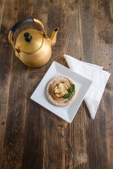 Apple cake with mint with tea