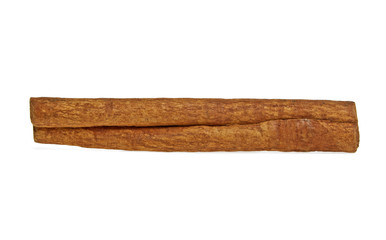 Single cinnamon stick isolated on white background
