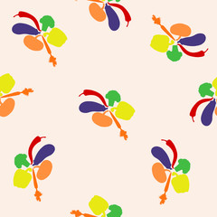 Seamless pattern with healthy vegetables for kitchen