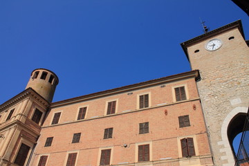 Fototapeta na wymiar Walls of the old castle in Cerreto D'esi, Italy