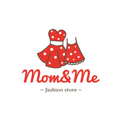 Vector retro style dresses for mother and daughter logotype