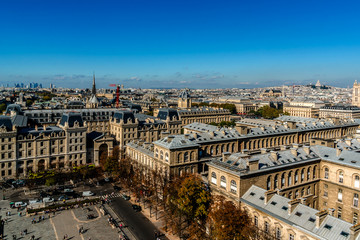 Fototapeta na wymiar Paris Panorama. View from Cathedral Notre Dame de Paris. France.