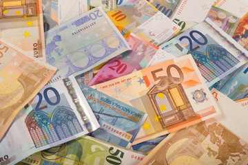 Swiss francs and euro banknotes