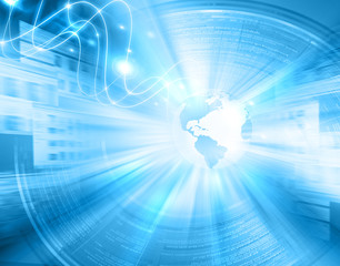 Best Internet Concept of global business from concepts series. Technology background.Electronics, bright lines and rays, symbols of the Internet, radio, television, mobile and satellite communications