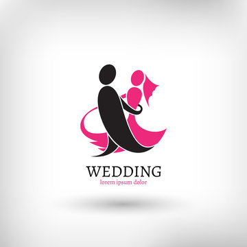 Vector wedding logo design template, marriage couple ceremony symbol