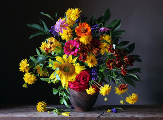 Panele Szklane Podświetlane  Bukiet z kwiatów uprawnych